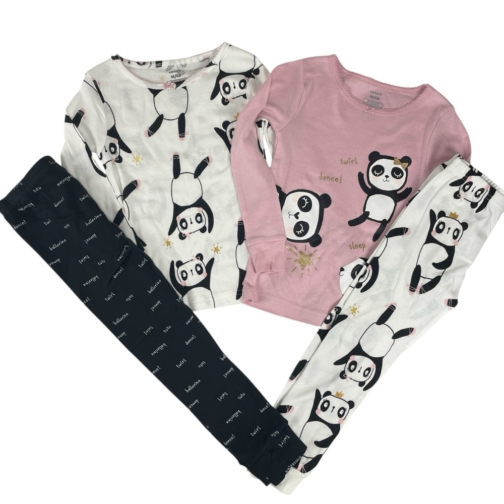 Carter's Girls Dance Ballerina Panda 4 Piece Pajama Set Size 4T NWT